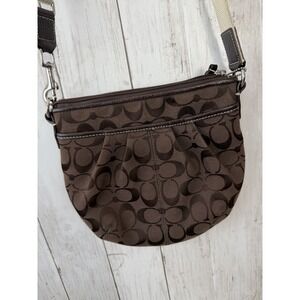 Coach Crossbody Chocolate Brown Pleated Swing Purse Handbag